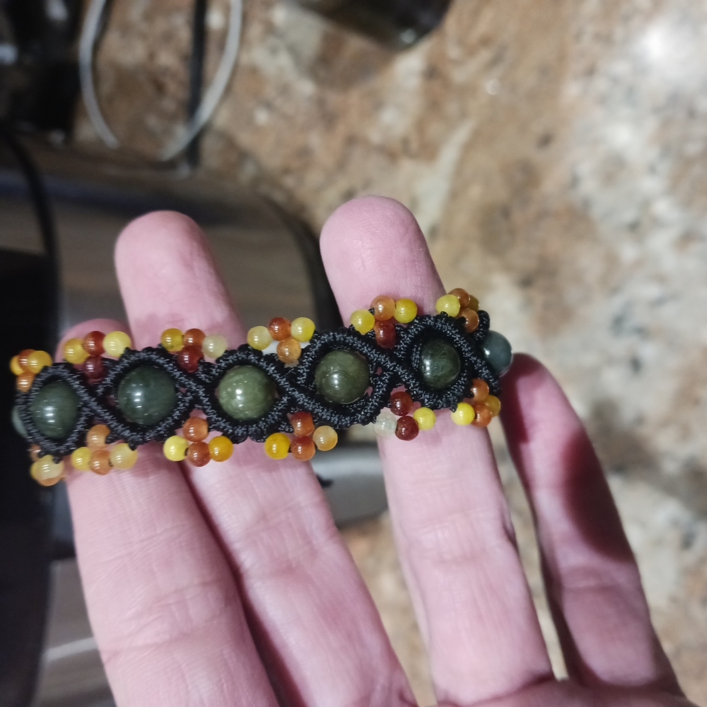 Vintage Asian Chinese Jade Carnelian Beaded Bracelet
